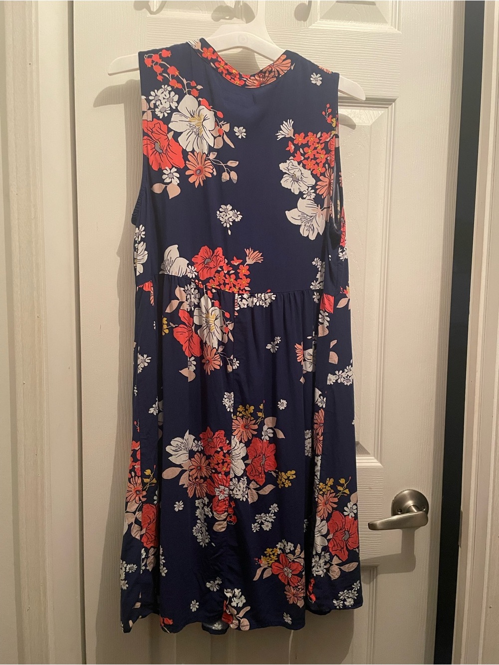 Old Navy Navy Blue Sleeveless Floral Midi Dress - Picture 2 of 3